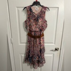 Pink midi dress with flowers